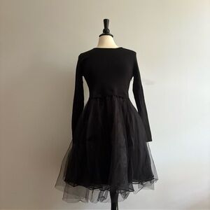 Esley Black Long Sleeve Tulle Dress